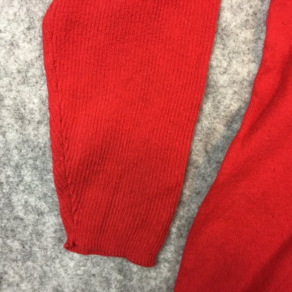 Kim Rogers Top 2X V Neck Strappy Front Fine Gauge Knit Sweater Long Sleeve Red - Picture 3 of 11